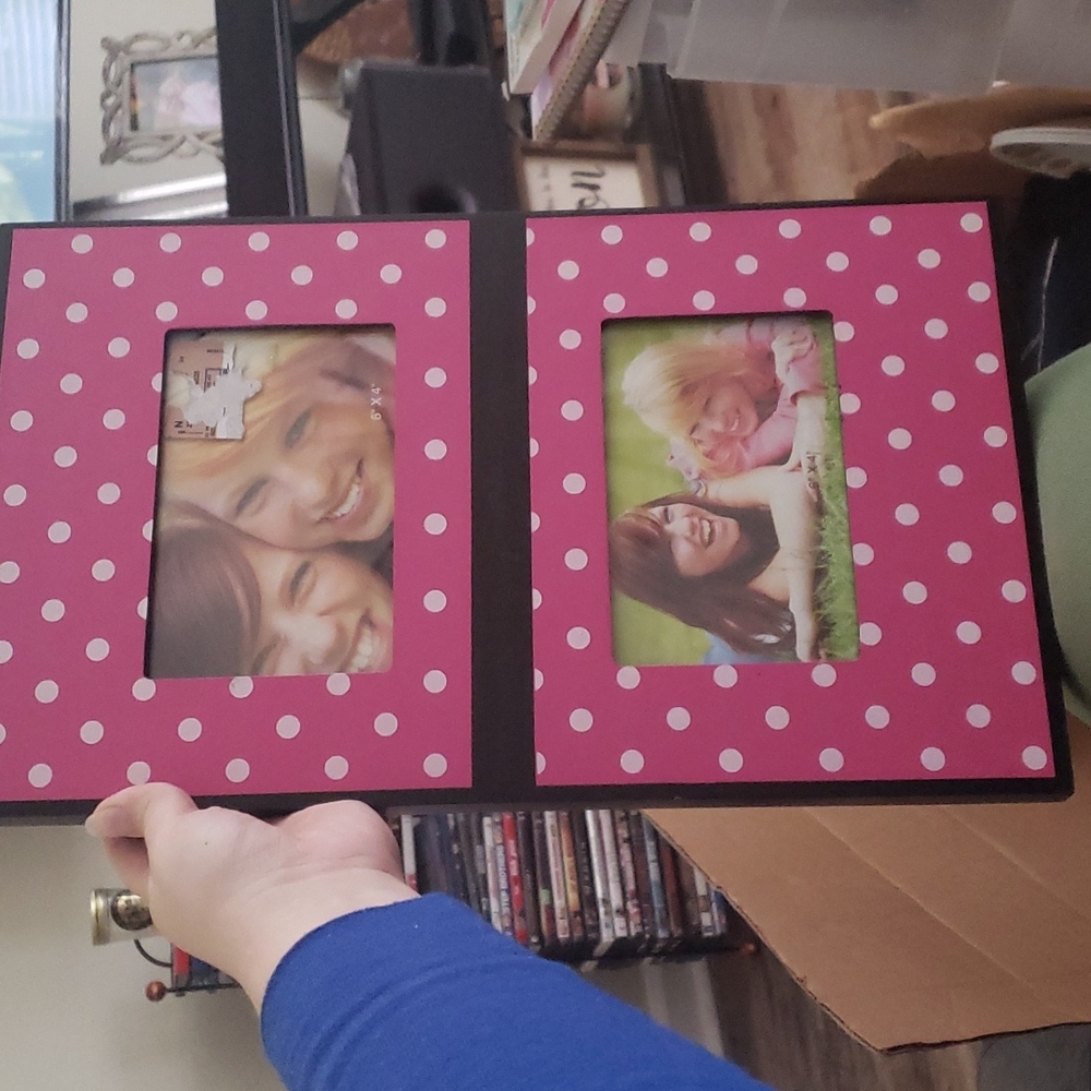 4x6 2 picture pink polka dot frame